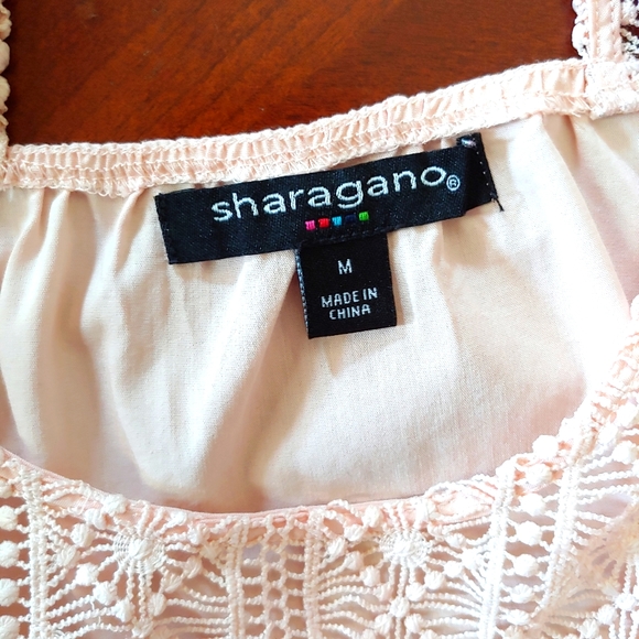 Sharagano Crocheted Poplin Top - Picture 9 of 11